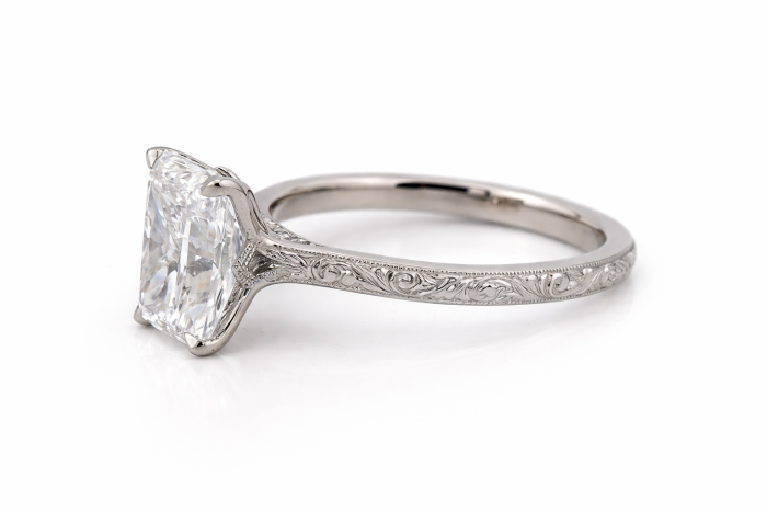 Inel Logodnă Diamant Laborator Radiant Vintage - Filigran si Milgrain | Estera Jewellery [4]