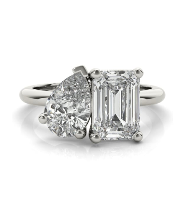 Inel Toi et Moi Emerald & Pear 2 CT Diamante de Laborator [1]