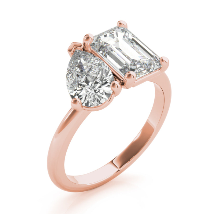 Inel Toi et Moi Emerald & Pear 2 CT Diamante de Laborator [10]