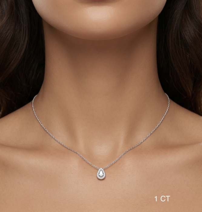 Lant din argint cu pandantiv Moissanite Para [5]