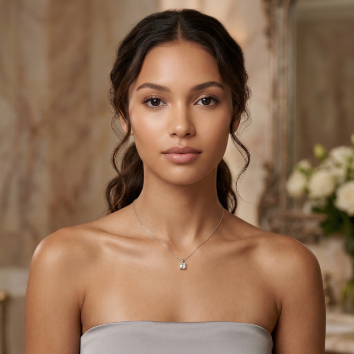 1 CT Moissanite Solitaire Asscher Pendant Necklace [7]