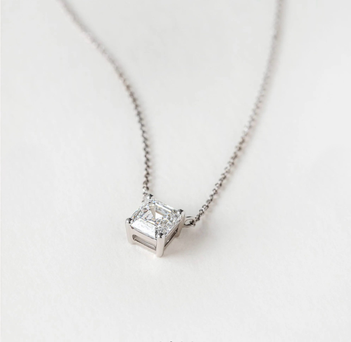 1 CT Moissanite Solitaire Asscher Pendant Necklace [4]