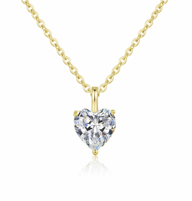 Lant cu pandantiv Solitaire Heart 1 CT [2]