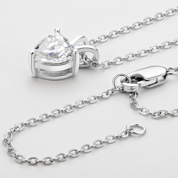 Lant cu pandantiv Solitaire Heart 1 CT [5]