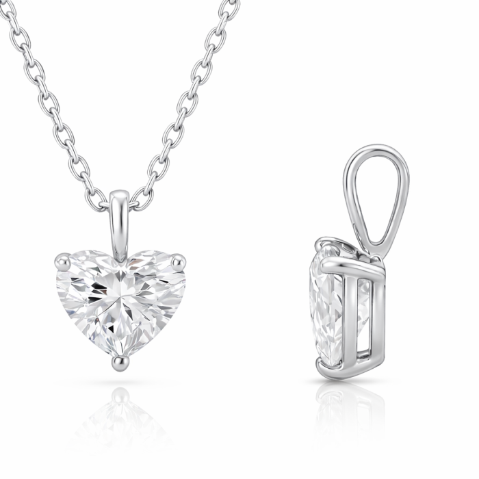 Lant cu pandantiv Solitaire Heart 1 CT [3]