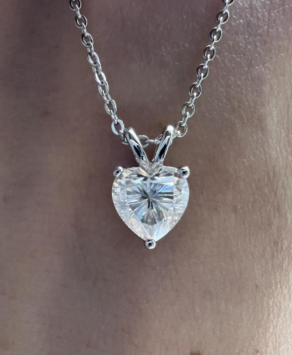 Lant cu pandantiv Solitaire Heart 1 CT [7]