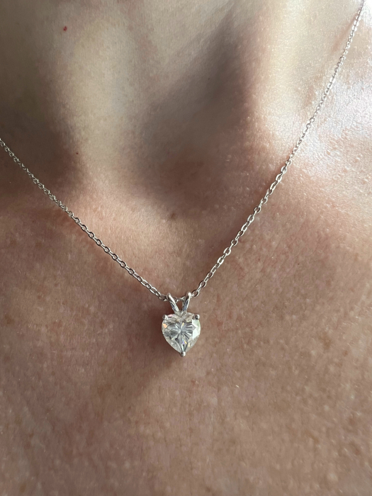 Lant cu pandantiv Solitaire Heart 1 CT [9]