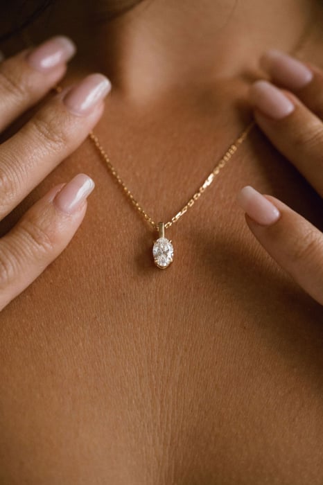 Lant cu pandantiv Solitaire Oval 1 CT [7]