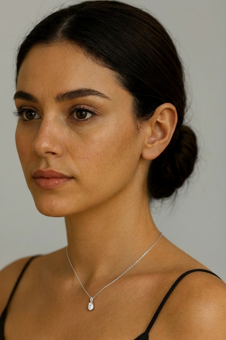 Lant cu pandantiv Solitaire Oval 1 CT [11]