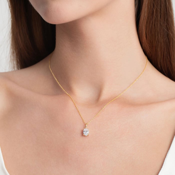 Lant cu pandantiv Solitaire Oval 1 CT [9]