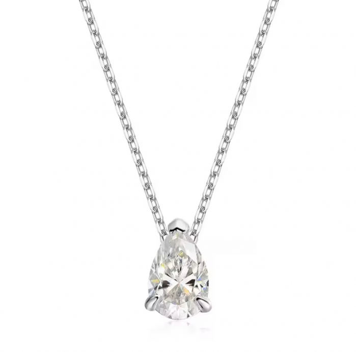 Lant cu pandantiv Solitaire Pear 1 CT [1]