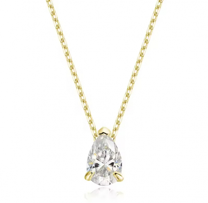 Lant cu pandantiv Solitaire Pear 1 CT [2]