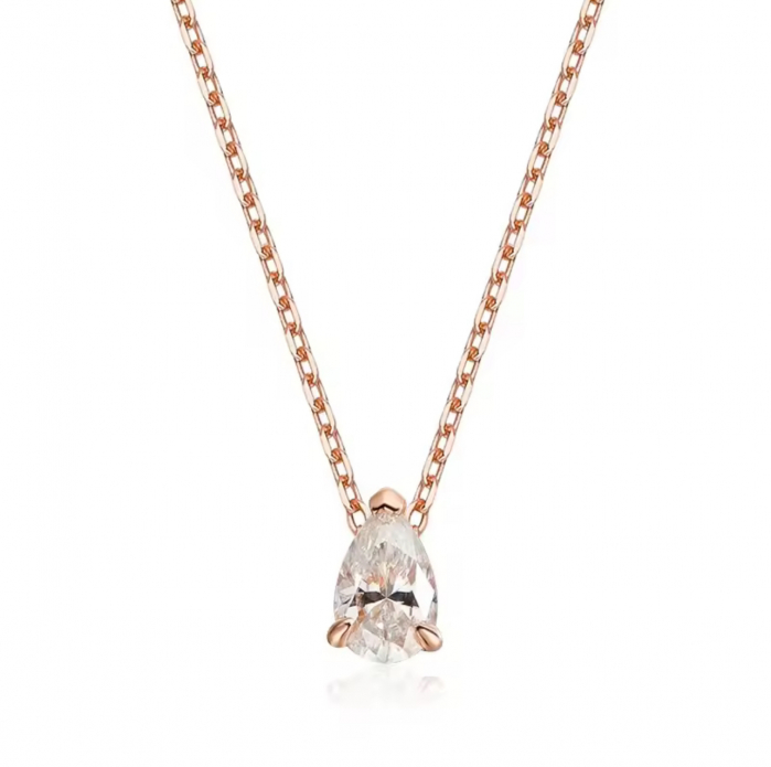 Lant cu pandantiv Solitaire Pear 1 CT [3]