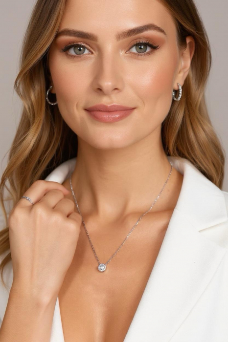 Lant si pandantiv Angelic Moissanite Halo [3]