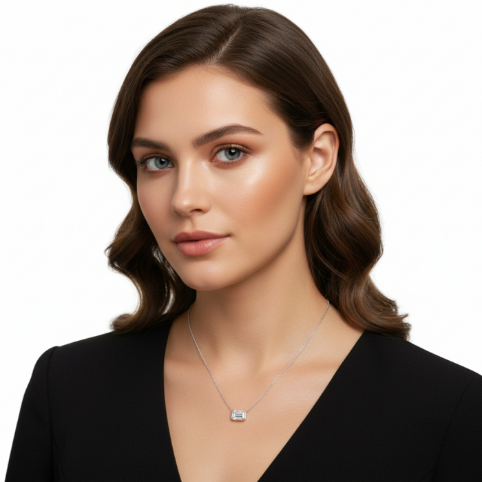 Lant si pandantiv Bezel Emerald 1 CT [8]