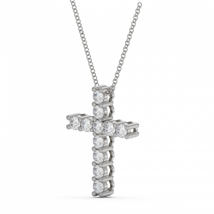 Lant si pandantiv Cruce cu Moissanite de 1 CT [1]
