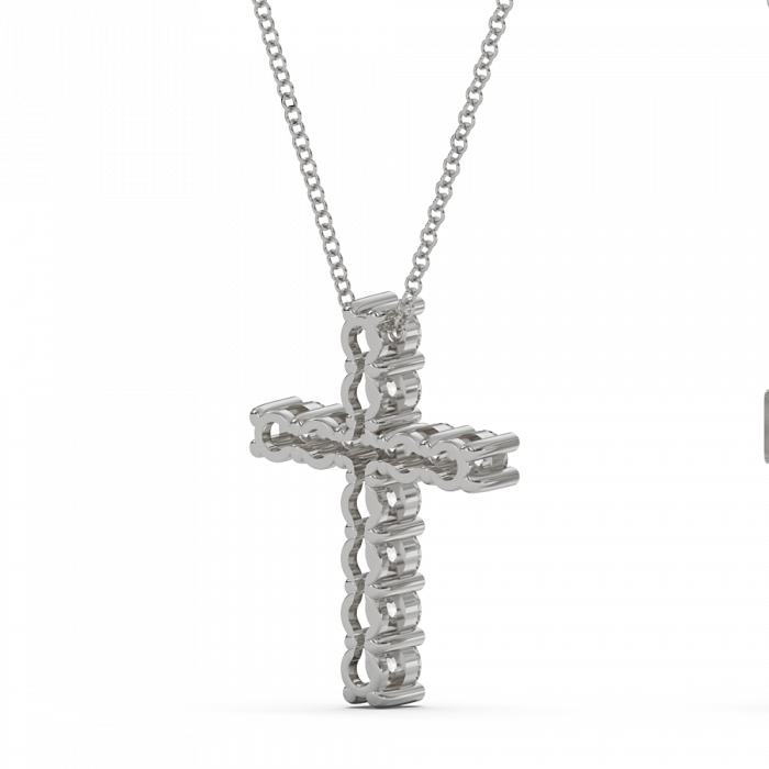 Lant si pandantiv Cruce cu Moissanite de 1 CT [2]