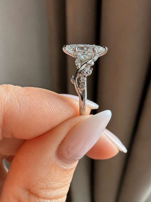 1.5-Carat Marquise-Cut Moissanite Engagement Ring with Botanical Details | Gold, or Platinum [7]