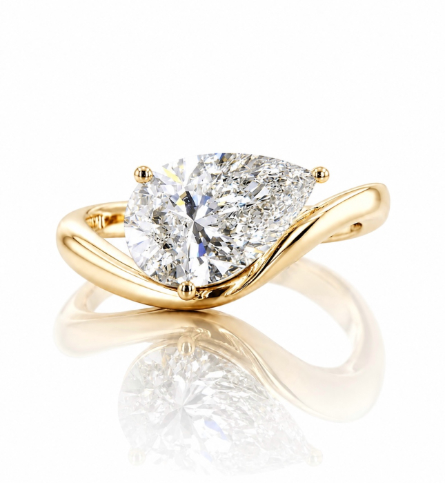 Pear Moissanite Engagement Ring 1.5 ct / 2 ct D VVS | Platinum Plated Silver, Yellow or Rose Gold [2]
