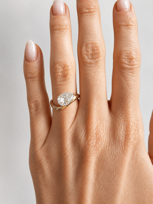 Pear Moissanite Engagement Ring 1.5 ct / 2 ct D VVS | Platinum Plated Silver, Yellow or Rose Gold [7]