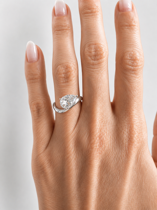 Pear Moissanite Engagement Ring 1.5 ct / 2 ct D VVS | Platinum Plated Silver, Yellow or Rose Gold [8]