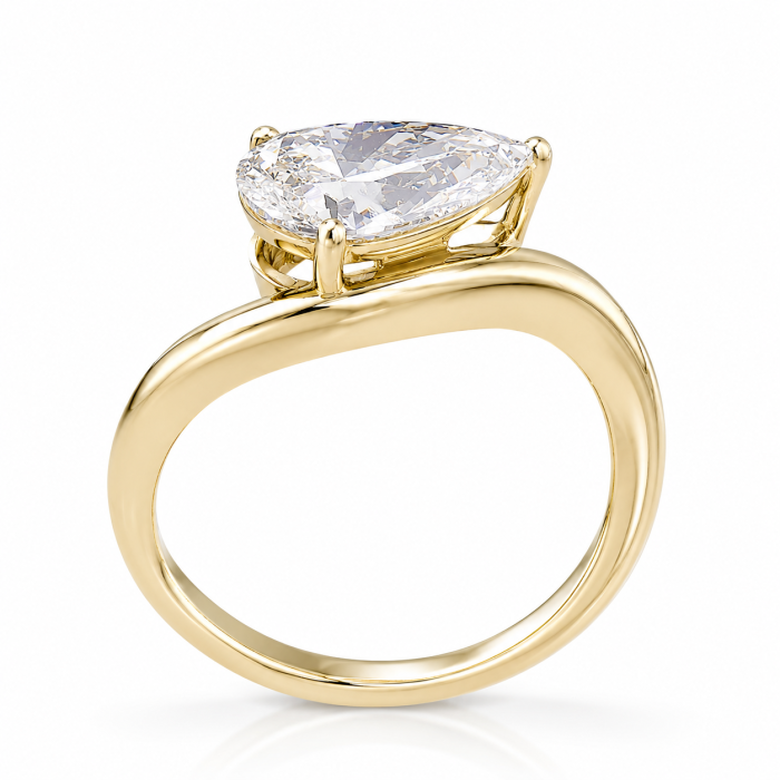 Pear Moissanite Engagement Ring 1.5 ct / 2 ct D VVS | Platinum Plated Silver, Yellow or Rose Gold [6]
