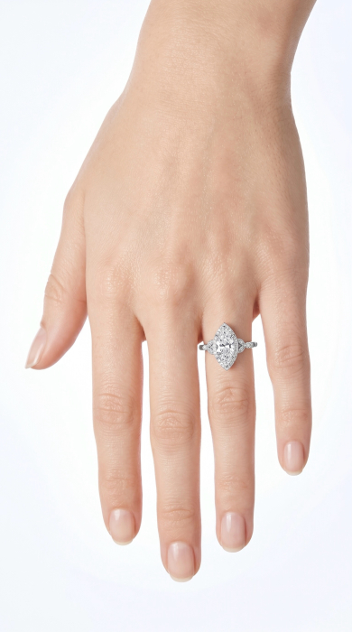 Inel Logodna Moissanite Marchiz & Halo– Milgrain si Detalii Vintage [12]