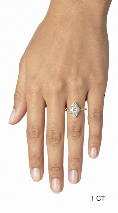 Inel Logodna Moissanite Marchiz & Halo– Milgrain si Detalii Vintage [11]