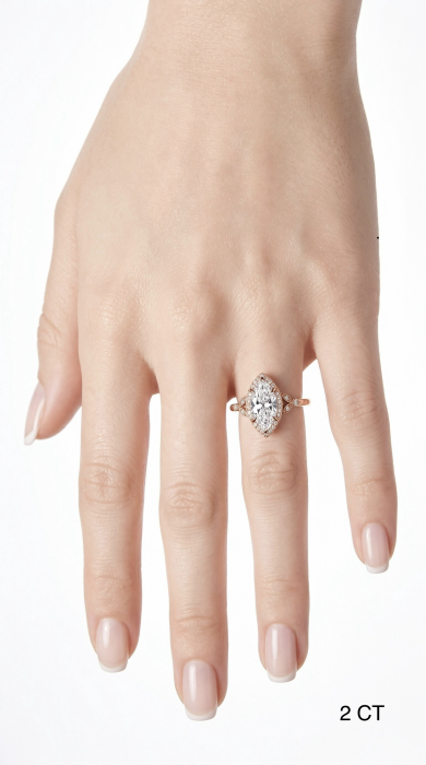 Inel Logodna Moissanite Marchiz & Halo– Milgrain si Detalii Vintage [13]