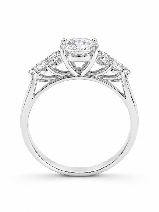 Inel de logodnă oval cu moissanite D VVS1 și accente marquise [4]