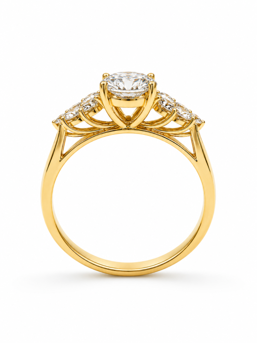 Inel de logodnă oval cu moissanite D VVS1 și accente marquise [5]