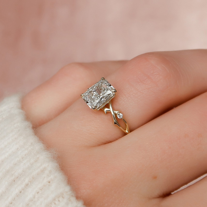 Inel de Logodnă Radiant cu Diamant de Laborator | Inel Elegant Inspirat din Natură [10]