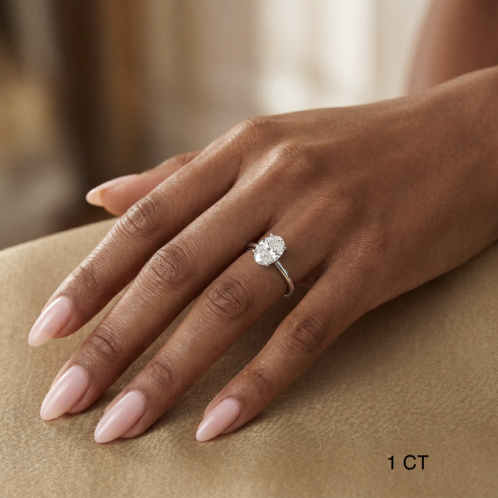 E VS1 Oval Lab-Grown Diamond Engagement Ring | Silver, Gold, Platinum [10]