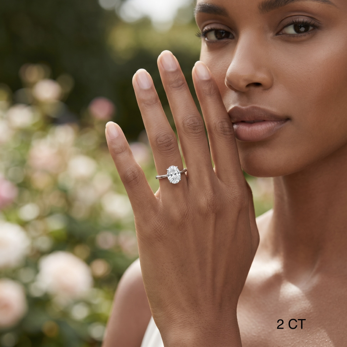 E VS1 Oval Lab-Grown Diamond Engagement Ring | Silver, Gold, Platinum [11]