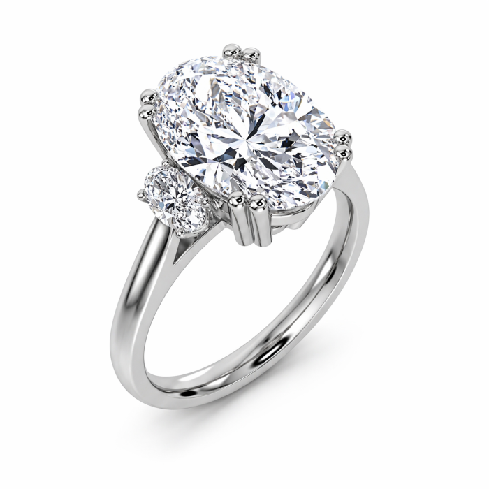 Inel de Logodna cu Diamant de Laborator Oval 1-4 Carate E VS1 cu Diamante Marquise și Rotunde | Argint, Aur sau Platina [2]