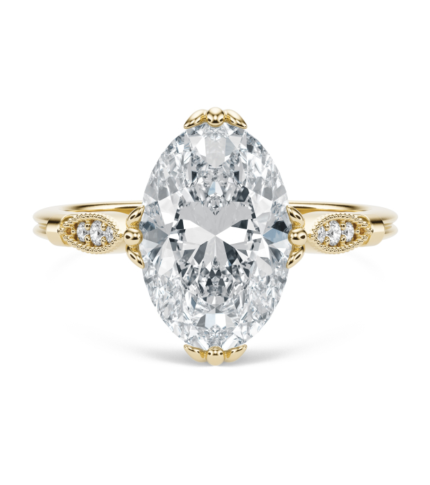 Inel logodnă diamant de laborator oval E VS1 – hidden halo și pavé galerie – aur sau platină [2]