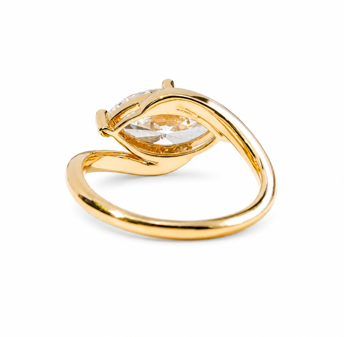 The Elle - East-West Solitaire Marquise Moissanite Ring [5]