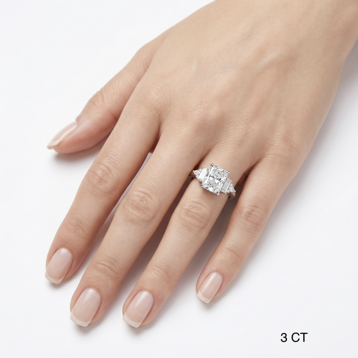 Radiant lab-grown diamond engagement ring – Cluster baguette, marquise and round diamonds [6]