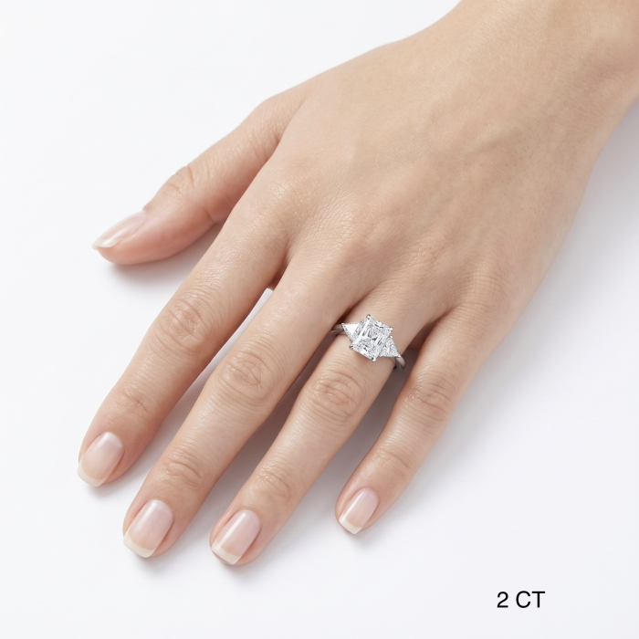 Radiant Lab-Ground Diamond and Trillion Diamond Engagement Ring | Trilogy [9]