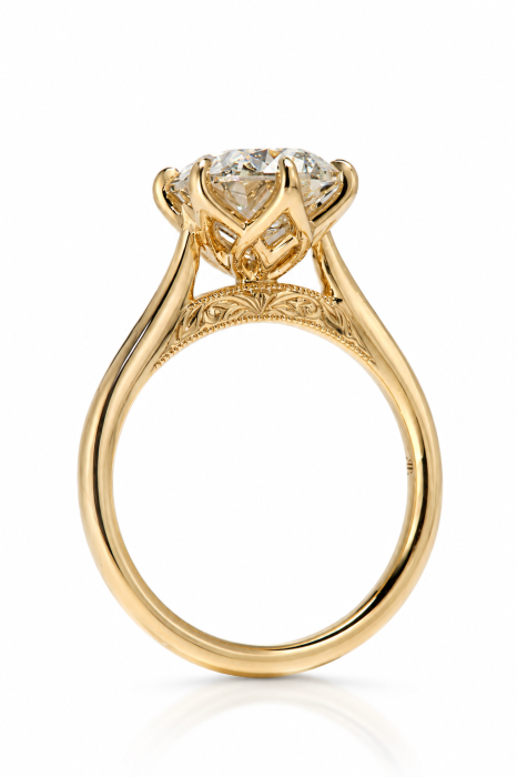 Oval E VS1 Moissanite Engagement Ring | Vintage Design with Tulip Setting [6]