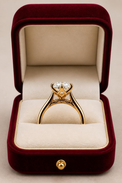 Oval E VS1 Moissanite Engagement Ring | Vintage Design with Tulip Setting [10]