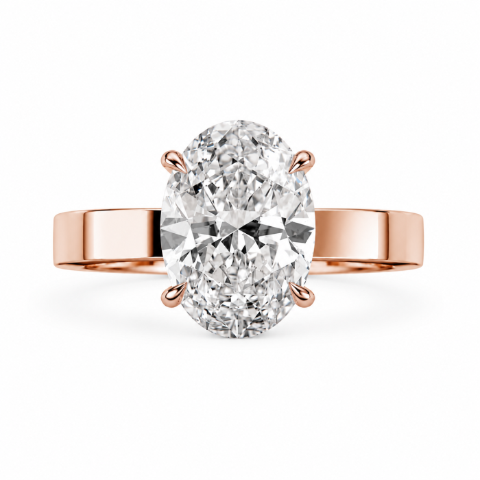 Oval E VS1 Lab-Grown Diamond Engagement Ring, Cigar Band | Gold, Platinum or Silver [3]