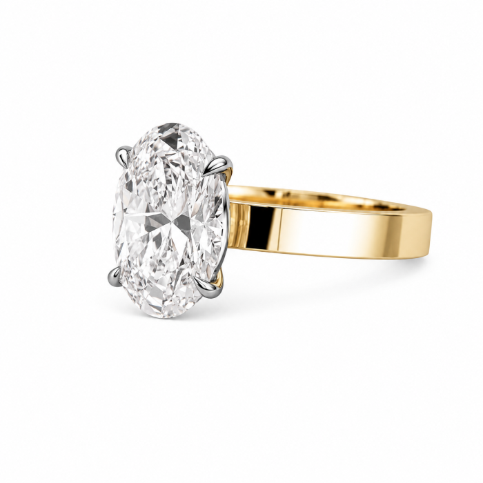 Oval E VS1 Lab-Grown Diamond Engagement Ring, Cigar Band | Gold, Platinum or Silver [4]