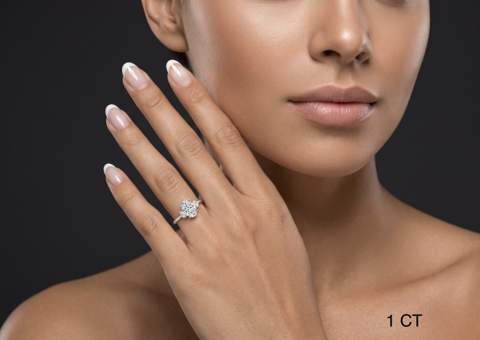 Inel de Logodna cu Diamant de Laborator Oval 1-4 Carate E VS1 cu Diamante Marquise și Rotunde | Argint, Aur sau Platina [4]