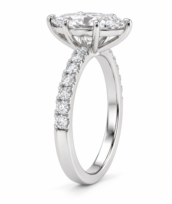 Inel Logodnă Moissanite Marchiz Hidden Halo D VVS | Argint [3]