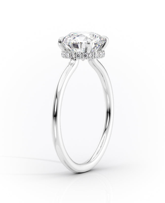 Inel logodnă diamant laborator oval halo ascuns | Aur sau Platină | Stil Hailey Bieber [5]