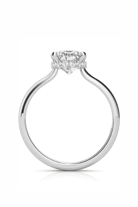 Inel logodnă diamant laborator oval halo ascuns | Aur sau Platină | Stil Hailey Bieber [4]