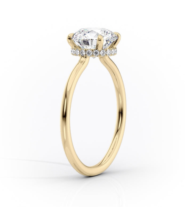 Inel logodnă diamant laborator oval halo ascuns | Aur sau Platină | Stil Hailey Bieber [6]