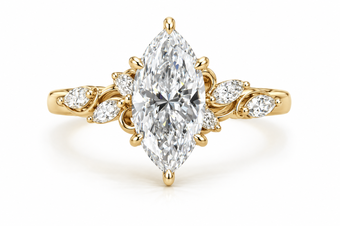 Lab-grown Diamond Marquise Engagement Ring | Gold 10K, 14K, 18K, Platinum or Sterling Silver [2]