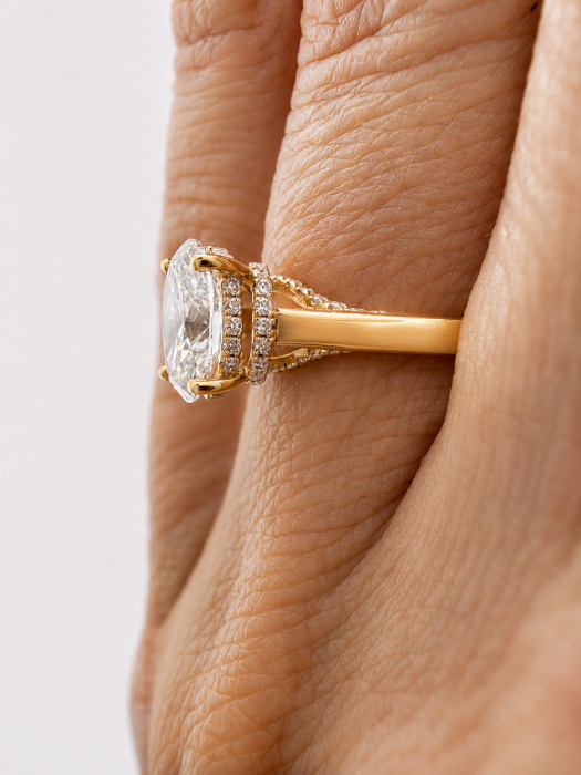 Inel de logodna cu diamant cultivat in laborator oval 1 CT Certificat IGI | Argint, Aur sau Platina [9]